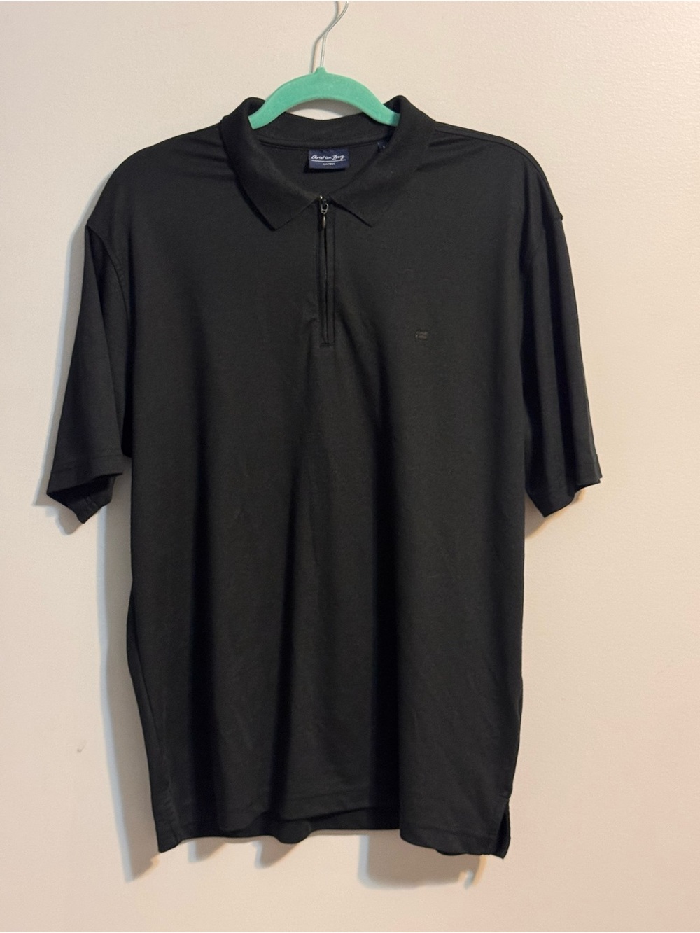Christian Berg Men's Large Black Quarter Zip Polo Shirt Minimalist